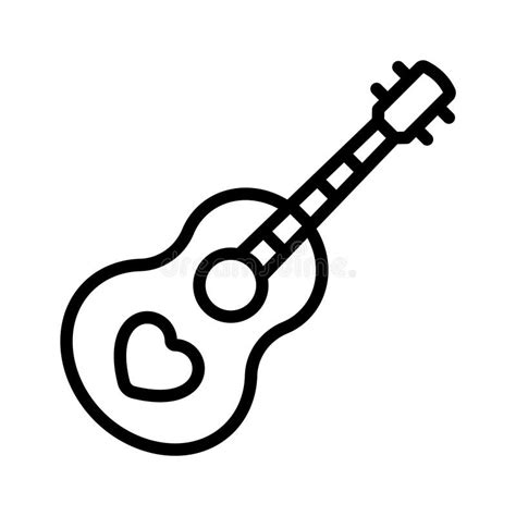 Guitar With Heart Symbol Showing Concept Icon Of Wedding Music Stock