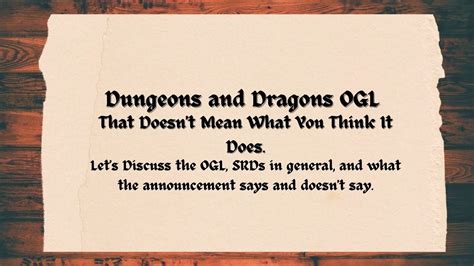 Dnd Ogl Part That Doesn T Mean What You Think It Means Youtube