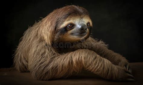 A Beautiful Photograph Of The Pygmy Three Toed Sloth Stock Illustration