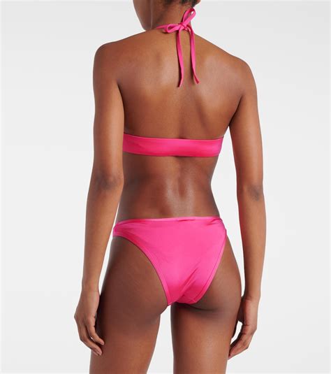 Logo Crystal Embellished Bikini In Pink Balmain Mytheresa