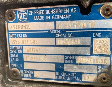 DAF 105 XF 460 Truck Gearbox ZF Astronic 12 AS 2330 TD - M W TRACTORS