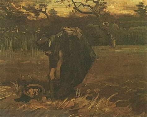 Peasant Woman Digging Up Potatoes Vincent Van Gogh Oil Painting