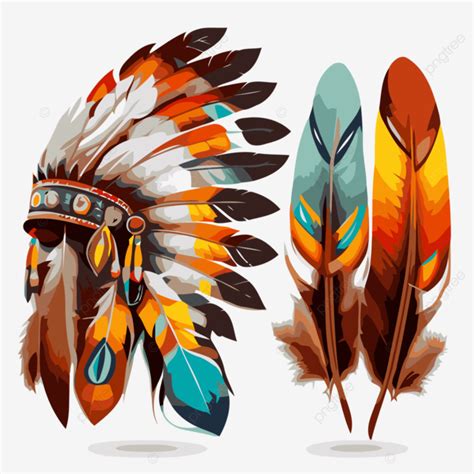 Vector Vector Colorful Indian Emblem Headdress And Feather Clip Art Design Clipart Indian