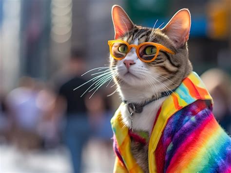 Gato De Estima O Na Parada Do Orgulho Gay Conceito De Orgulho Lgbtq