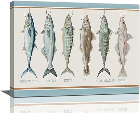 Nautical Fish Wall Art Ocean Beach Fishing Pictures Wall Decor Coastal