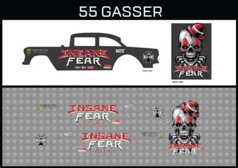 Hot Wheels Gasser Insane Fear Waterslide Printed White First Decals Ebay