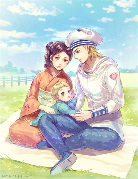 Safebooru 1girl 2boys Baby Black Hair Blonde Hair Blue Eyes Brown