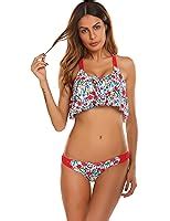 Amazon Zeraca Women S Tie Side Panites Fringe Bandeau Bikini Swimsuit Clothing