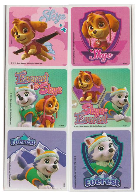25 Paw Patrol Girl Pups Skye and Everest Stickers, 2.5 X 2.5 - Etsy UK