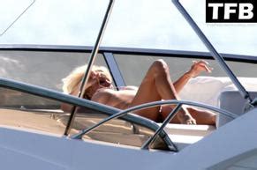 Pamela Anderson Sexy Poses Topless In A Bikini On A Boat During A Photoshoot In Cannes AZNude