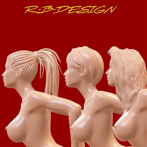 D File X Ultra Nude Realistic Very Sexy Erotic Pin Up Girl With Different Hairstyles For All