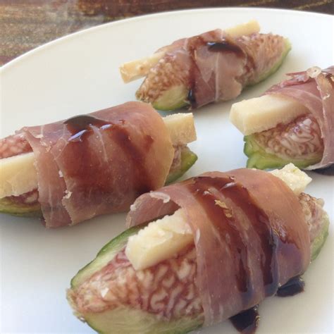 Prosciutto Wrapped Figs With Cinnamon Pear Balsamic Drizzle • Sunshine Coast Olive Oil