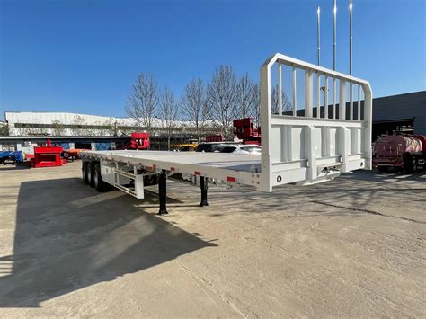 Axles Ft Flat Bed Platform Container Flatbed Semi Truck Trailer