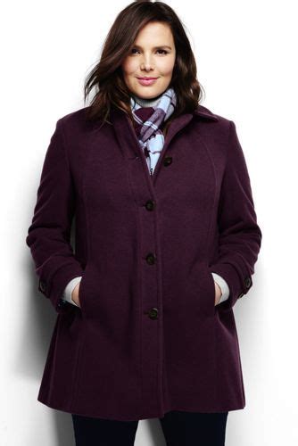 Women S Plus Size Luxe Wool Swing Coat From Lands End Plus Size Coats Plus Size Winter