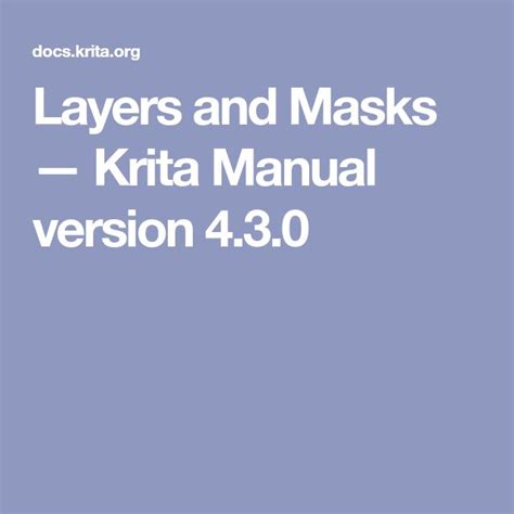 Layers and Masks — Krita Manual version 4.3.0 | Mask, Layers, Krita