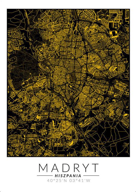 Galeria Plakatu Plakat Madryt Złota Mapa 21x29 7 cm Galeria