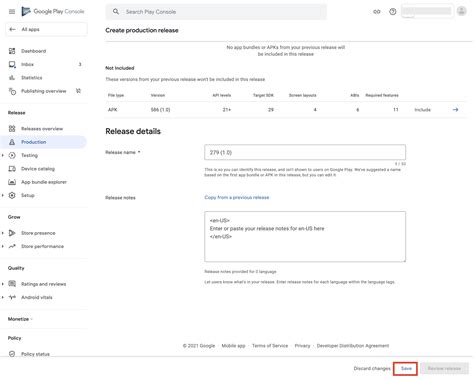 Step 15 : Click on Save. Step 16 : Click on Review Release to check