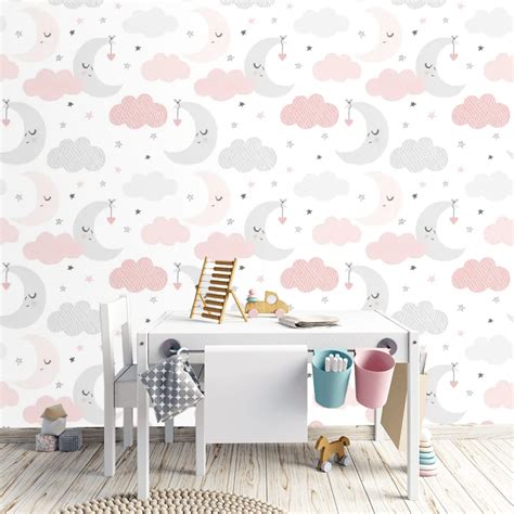 Nursery Wallpaper Baby Girl Room Wall Paper Kids Peel And Etsy