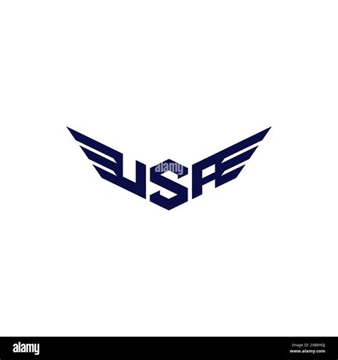 Initial Letter Usa With Wing Accent Logo Design Sporty Initial Letter