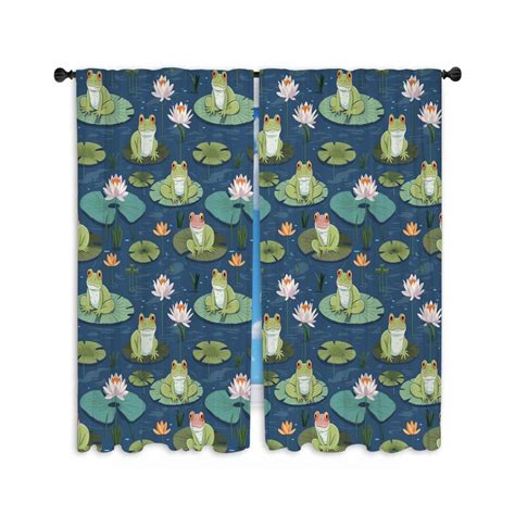 Frog Window Curtain Lakehouse Curtains Lily Pad Curtain - Etsy