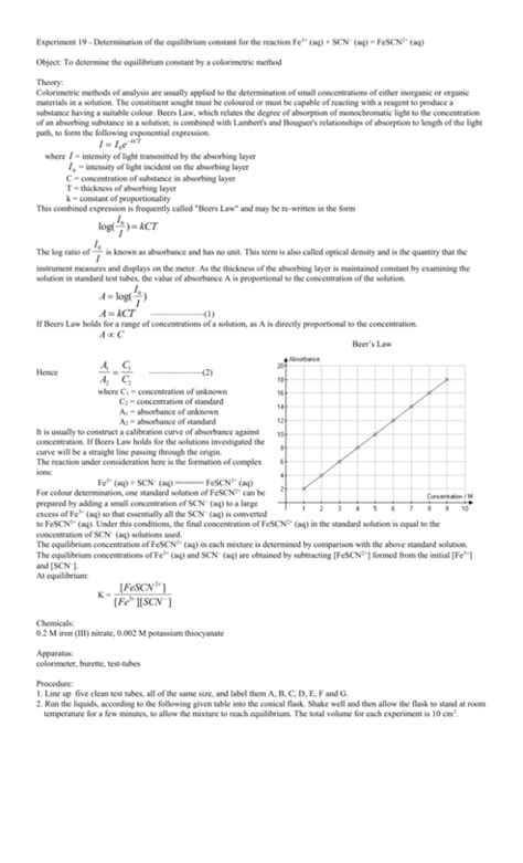 58 Determination Of An Equilibrium Constant Lab Calculations CarolKorban