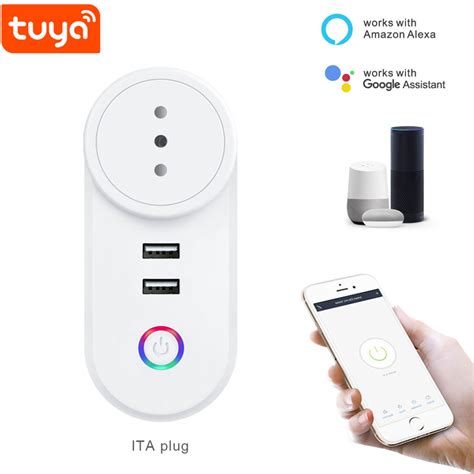 Tuya Smart WiFi IT Smart Socket with USB Alexa Google Control