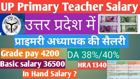 UP primary teacher salary details यप परइमर अधयपक सलर नव