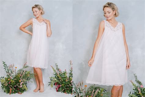 Vintage 60s 70s Sheer Chiffon Lace Babydoll Nightgown Slip Dress Nighty Lingerie Boudoir S M