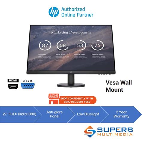 HP P27v G4 Monitor 27 FHD HDMI VGA Wall Mount Shopee Malaysia