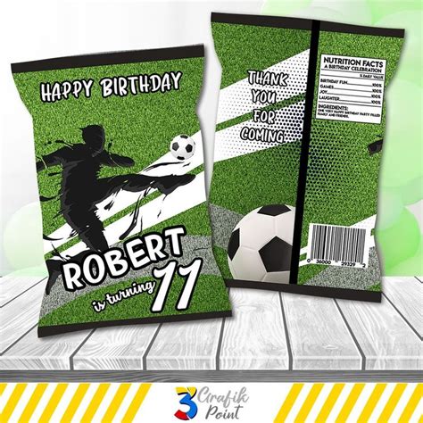 Soccer Chip Bag Soccer Birthday Chip Bag Football Chip Bag Etsy