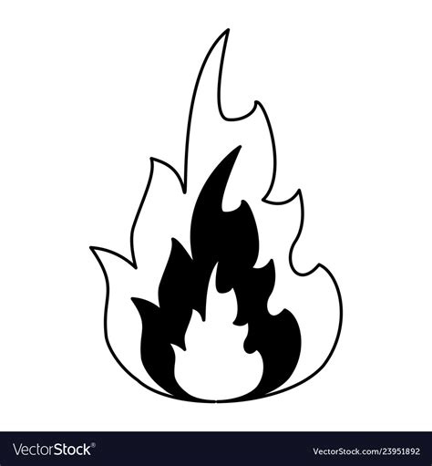 Fire Flamme Symbol Black And White Royalty Free Vector Image