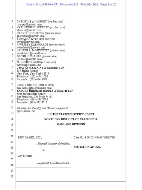 Epic Games Appeal Pdf United States Court Of Appeals For The Ninth