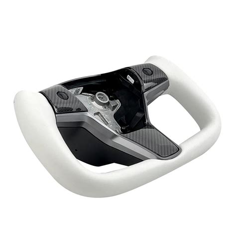 Tesla Model 3y White Leather Steering Wheel Style 7