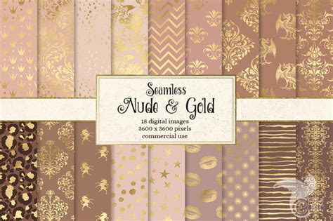 Nude And Gold Digital Paper By Digital Curio TheHungryJPEG