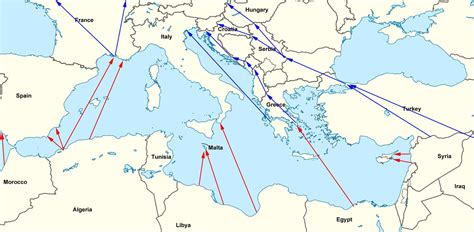 Map of Refugee Routes into Europe | Map of Europe | Europe Map