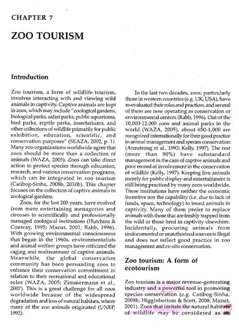 Chapter 7-ZOO Tourism - Tourism Law - Studocu
