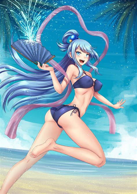 Hentai Busty 1girl Adsouto Alluring Alternate Costume Aqua Konosuba