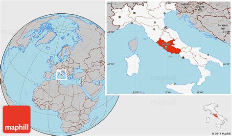 Gray Location Map of Lazio, highlighted country