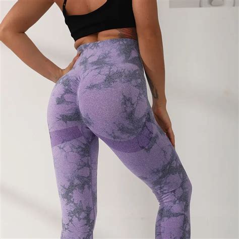 Hot Sale Woman Scrunch Booty Tie Dye Recycled Custom Yoga Pants Push Up