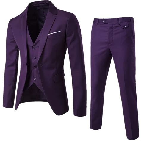 2019 Homens Terno do casamento Slim Fit Noivo Smoking roxo 3 Peça Feito