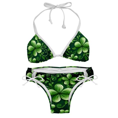 Saint Patrick S Day Adjustable Strap Detachable Sponge Bikini Set Two Pack For Beach And Pool