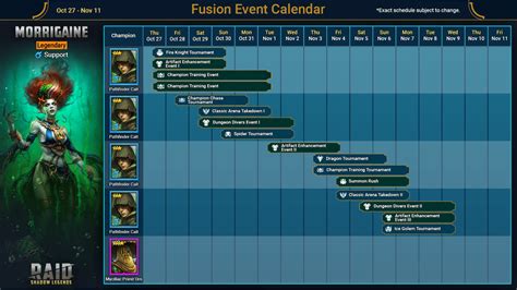 Raid Shadow Legends Events Calendar - Calendar Productivity Hacks