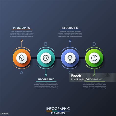 Template Desain Infografis Dengan 4 Elemen Melingkar Ber Huruf