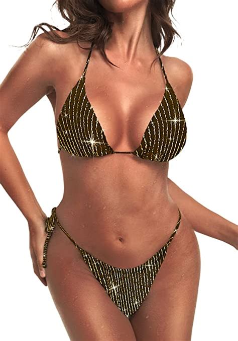 Women Halter String Bikini Set Cheeky Thong Women Two Piece WF Shopping