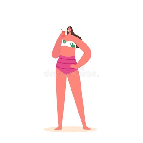 Mulher Em Bikini Segurando Vidro Coquetel Isolado Em Fundo Branco