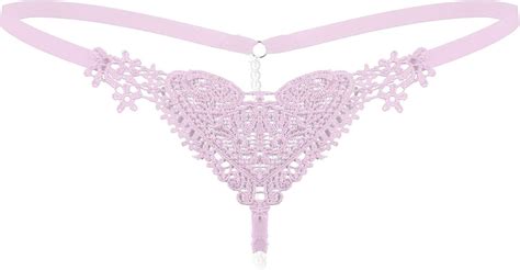 MSemis Damen Mini String Tanga sexy Dessous Stickerei Unterwäsche Ouvert Panties Bikini Slip G