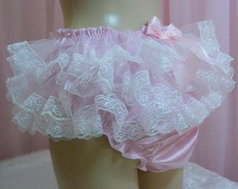 Sissy Frilly Silky Pink Satin Lace Sissy Mens Panties Lingerie Etsy