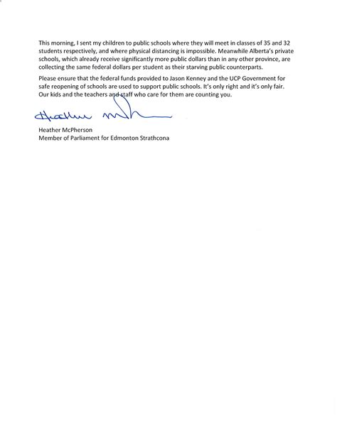 Mp Mcpherson Letter On Funding Safe Re Opening Of Schools Canada S Ndp