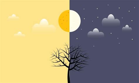 Day Night Landscape With Sun And Moon Vector Art