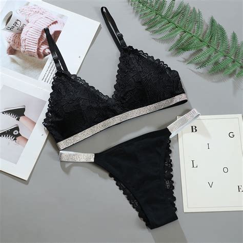 Women Lace Lingerie Set Bra Cotton Panties Underwear Set Pajamas Set Nightwear Homewear Shopee